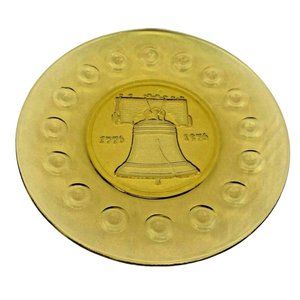 Anchor Hocking Bicentennial Amber Salad Plates - Liberty Bell - 8"